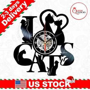 Cat Lover Vinyl Clock Home Wall Decor Women Gifts